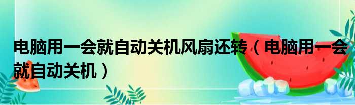 电脑用一会就自动关机风扇还转