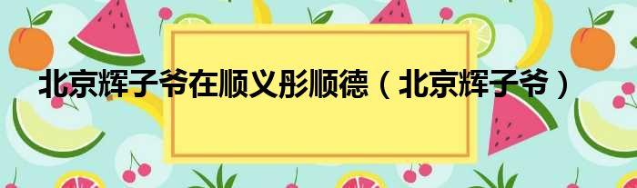 北京辉子爷在顺义彤顺德