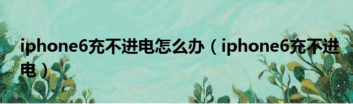 iphone6充不进电怎么办