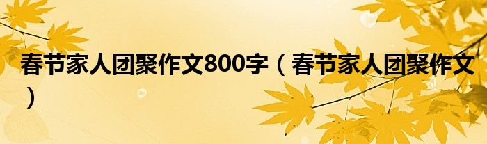 春节家人团聚作文800字