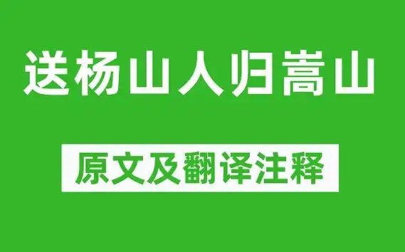 送杨山人归嵩阳 高适的诗原文赏析及翻译